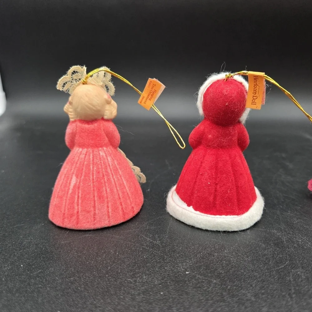 4 Vtg Bell Girl Figurine Figure Ornament‎ Christmas Caroler Jasco Taiwan